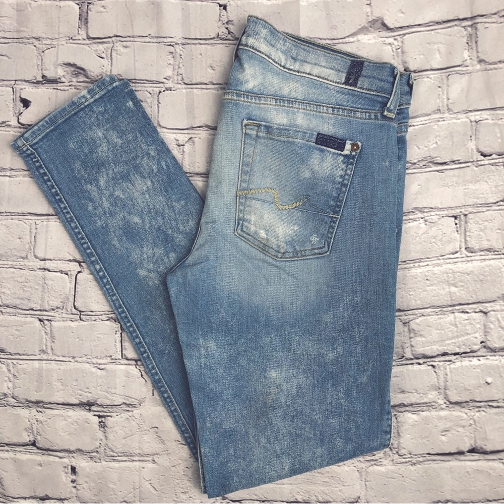 7 For All Mankind Josefina Distressed Skinny Boyfriend Jeans Sz 26 - Picture 9 of 16